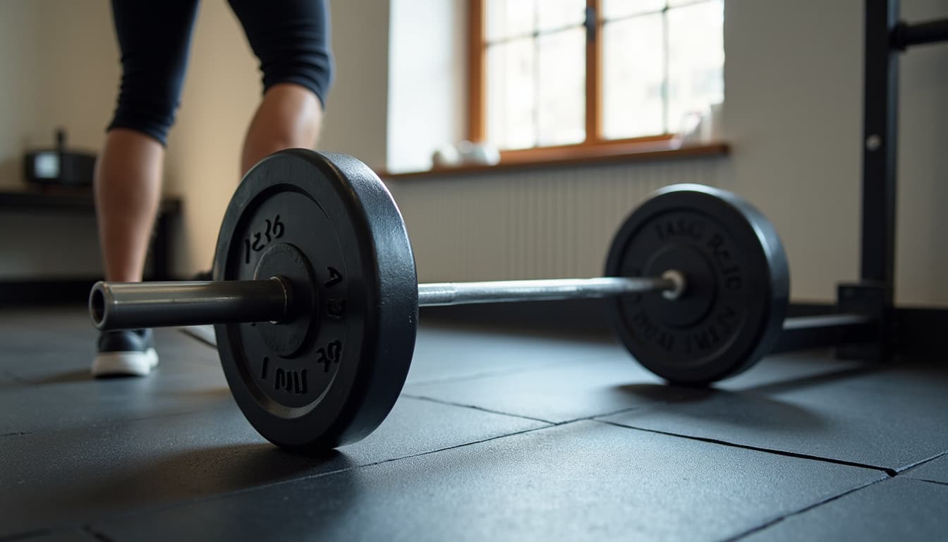 weight plates barbell rubber floor